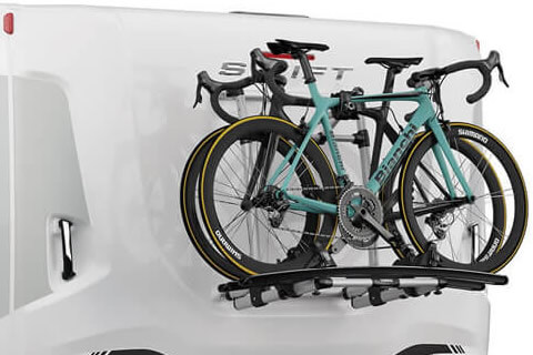 Cycle rack on Swift caravan